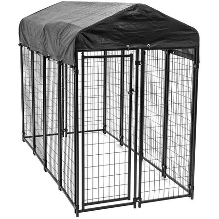 LUCKY DOG CL 60548 Uptown Kennel, 8 ft OAL, 4 ft OAW, 6 ft OAH, Steel, Powdered, Black UP8PRMUR0310/CL60